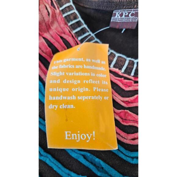 K.PC. Women's Handmade in Nepal Brown Bohemian Embroidered Dress Size Small - Picture 8 of 11